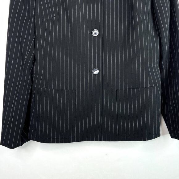 Tahari Arthur S. Levine Black Pinstripe Button Front Blazer 6 - Picture 6 of 15